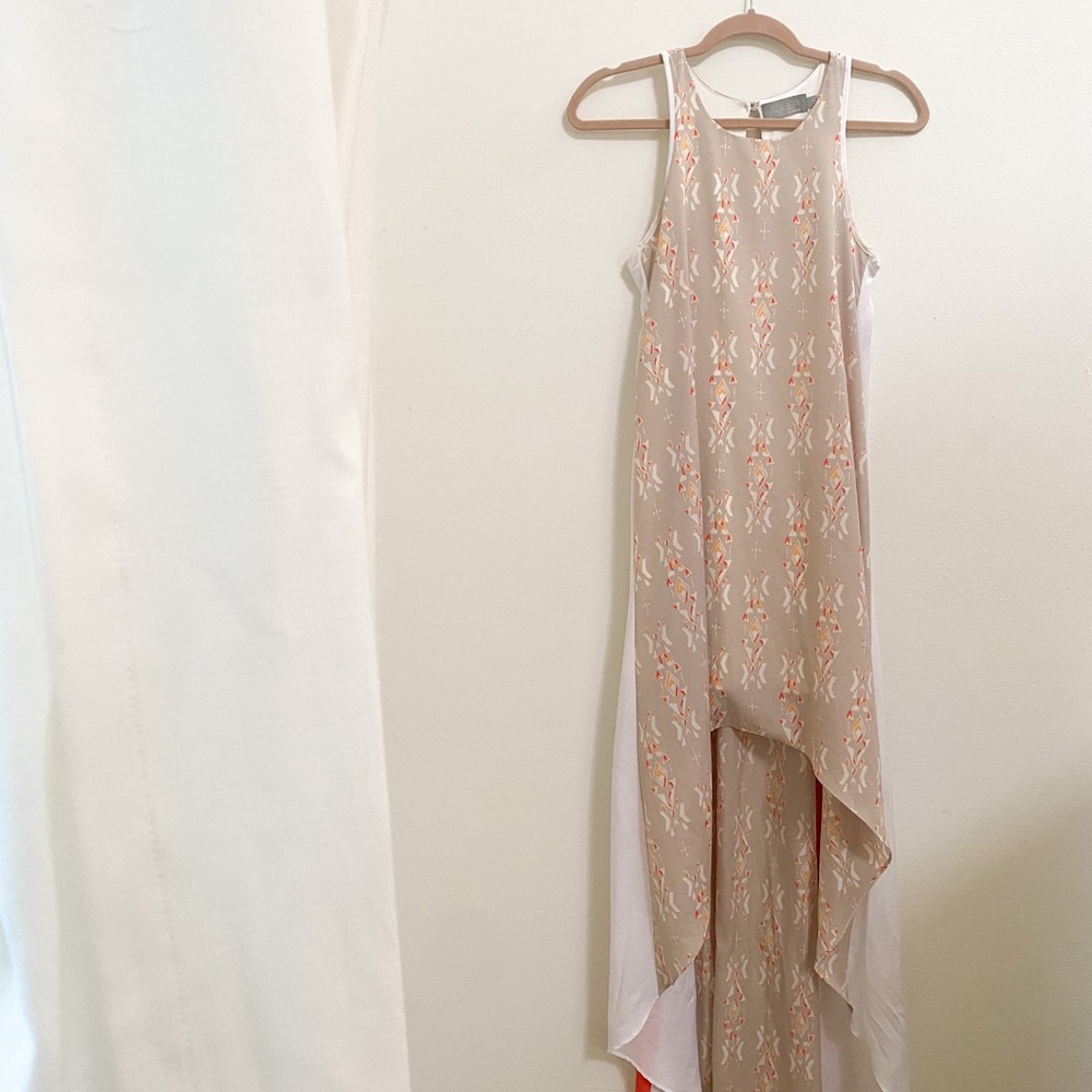 Asher by Fab’rik Taupe Pattern High Low Dress, S